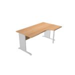 BUREAU COMPACT PRONTO TENDANCE- RETOUR À DROITE L.160 X P.100 CM - PLATEAU HÊTRE - PIEDS L ALUMINIUM