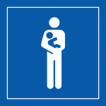 PANNEAU ACCÈS PRIORITAIRE AUX PERSONNES AVEC ENFANT EN BAS ÂGE - ISO 7001 - 350 X 350 - BLEU - PVC