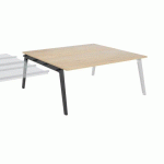 PÔLE DE 2 BUREAUX SUIVANT EDEN ARCHE + GOULOTTE CHÊNE CLAIR L 180 CM CARBONE