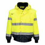 PORTWEST C465 BLOUSON BOMBER 3-EN-1 HAUTE VISIBILITÉ BICOLORE JAUNE/MARINE - TAILLE L
