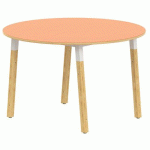 TABLE 4 PIEDS MÉTAL/BOIS RONDE Ø120 T1 STRA ABS ORANGE/ALU