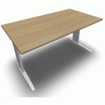 TABLE PIED L AVEC CARTER 140X80 CM BLANC/CHÊNE CLAIR - EOL