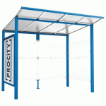 ABRI BUS MODULO 2.50 M AVEC VITRINE 1 BARDAGE LAT. BLEU 5010 - PROCITY