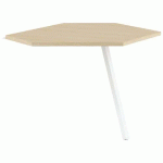 EXTENSION POLYGONE GARY P/RETOUR 80 CM PIED BLANC PLATEAU CHÊNE CLAIR - MBA