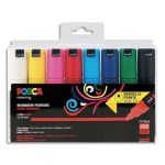 MARQUEUR POSCA PC7M GOUACHE ENCRE INODORE TOUTES SURFACES POINTE LARGE CONIQUE COLORIS 8 UNITES