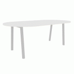 TABLE CONGRES 210X102 OBLONG BLANC 25MM PIEDS ALU