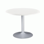 TABLE RONDE 100 CM PLATEAU BLANC PIÈTEMENT COLONNE MÉTAL ALUMINIUM EXCELLENS