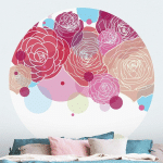 PAPIER PEINT ROND AUTOCOLLANT - ROSES AND BUBBLES Ø 122CM