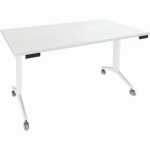 TABLE ABATTANTE AVEL 160X80 BLANC PERLE/PIEDS BLANCS - SIMMOB