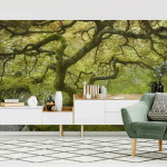 PAPIER PEINT INTISSÉ - GREEN JAPANESE GARDEN - MURAL FORMAT PAYSAGE DIMENSION HXL: 190CM X 288CM