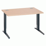 BUREAU DROIT L 120 CM CHÊNE CLAIR RÉGLABLE EN HAUTEUR PIÈTEMENT MÉTAL EXCELLENS ANTHRACITE