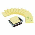 PACK 12 BLOCS Z-NOTES REPOSITIONNABLES JAUNES RECYCLÉES POST-IT 76 X 76 MM - BLOC DE 100 FEUILLES + DISTRIBUTEUR OFFERT