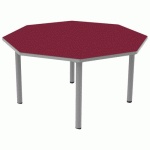 TABLE CARÉLIE MOB OCTO. Ø120 T4 STRA POLY. CERISE GRIS/9006 - MOBIDECOR