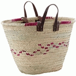 COUFFIN EN PALMIER NATUREL POIGNÉES ET BANDOULIÈRES CUIR