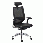 FAUTEUIL DE BUREAU FORTIS ASSISE CUIR - AVEC ACCOUDOIRS, APPUI-TÊTE ET SOUTIEN LOMBAIRE - MÉCANISME SYNCHRONE - RÉGLAGE PROFONDEUR D
