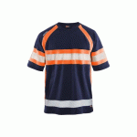 T-SHIRT HAUTE-VISIBILITÉ ANTI-UV 3337 - BLEU MARINE ET ORANGE FLUO - XL BLAKLADER