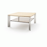 TABLE BASSE EN CHÊNE MASSIF ET VERRE - L50 X H41 X P50 CM PEGANE