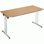 TABLE PLIANTE CHROMELINE 140 X 70 CM CHÊNE PIED CHROMÉ