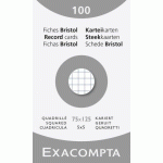 FICHE BRISTOL 125 X 75 MM QUADRILLÉE 5 X 5 BLANCHE NON PERFORÉE EXACOMPTA - BOÎTE DE 100