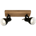 PLAFONNIER SPOT BRILONER LEUCHTEN ARBO, 35 W, IP20, NOIR, BOIS-MÉTAL, INCL., 2X GU10, 28 X 10 X 13,5 CM