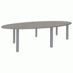 TABLE OVALE LOUNGE 6 PIEDS 280X140 CM CHÊNE GRIS/ALUMINIUM - SIMMOB