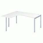 BUREAU COMPACT SQUADRA L 160 M RETOUR À GAUCHE PLATEAU BLANC PIÉTEMENT ALUMINIUM
