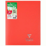 LOT DE 4 - CAHIER PIQUÉ KOVERBOOK 24X32 CM 96 PAGES GRANDS CARREAUX COUVERTURE POLYPROPYLÈNE OPAQUE 100% RECYCLÉ - ROUGE