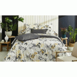 PARURE DE LIT FJURA  BLANC ET BEIGE 260X240 CM