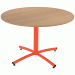 TABLE TIM Ø 120 CM T2 - PC - PLAT STR ABS - HÊTRE SORANO/ORANGE 2004 - RODET
