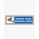 LOT DE 3 - PLAQUE SIGNALISATION VISO SIGN PVC AUTO-ADHESIVE ESPACE SOUS SURVEILLANCE 17X5CM