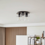 LUCANDE PLAFONNIER EIRIAN, À 3 LAMPES, NOIR, VERRE, E27