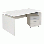 PACK LINÉO BUREAU DROIT 120 + CAISSON 2 TIROIRS BLANC/ALU - SIMMOB