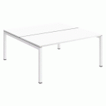 PÔLE 2 BUREAUX DROITS ARKO L 160 X P 168 CM PLATEAUX BLANC PIÈTEMENT MÉTAL ARCHE BLANC