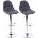 JAMAIS UTILISÉ] 2X TABOURET DE BAR HHG 356, CHAISE DE BAR / COMPTOIR GRIS, TISSU - GREY