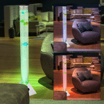 LAMPADAIRE COLONNE D'EAU LAMPADAIRE LAMPE DE SALON, CHANGEMENT DE COULEUR, COLONNE DÉCORATIVE AVEC POISSON, LED RGB 0,06 WATT 4 LUMEN, LXH 19X90 CM