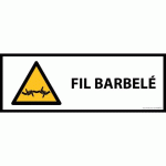 LOT DE 3 - SIGNALÉTIQUE DE DANGER - PICTO FIL BARBELÉ - W033 - ISO 7010 297 X 105 MM VINYLE