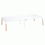 PÔLE DE 4 BUREAUX ECLA BLANC L 180 X P 80 CM PIEDS MÉTAL FINITION BOIS