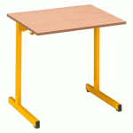 LOT DE 2 - TABLE SCOLAIRE 1 PLACE SYLLAB - L.70 CM - PLATEAU HÊTRE - TAILLE 4 POUR CP/CE1 PIÈTEMENT JAUNE