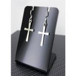 PAIRE DE BOUCLES D'OREILLES CROIX CATHOLIQUE EN ARGENT 92.5