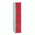 VESTIAIRE COLONNE 4 CASES MONOBLOC ROUGE