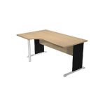 BUREAU COMPACT PRONTO TENDANCE- RETOUR À GAUCHE L.160 X P.100 CM - PLATEAU CHÊNE - PIEDS L NOIR