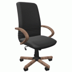 FAUTEUIL DIRECTION MIRAGE CUIR NOIR ACC. BOIS TEINTÉS NOYER - NOWY STYL