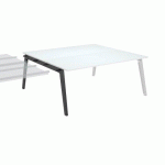 PÔLE DE 2 BUREAUX SUIVANT EDEN ARCHE + GOULOTTE L 180 CM PLATEAU BLANC PIÈTEMENT CARBONE