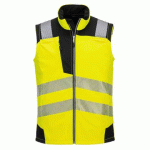PORTWEST PW325 SOFTSHELL SANS MANCHES HI-VIS (3 COUCHES) JAUNE/NOIR - TAILLE S