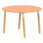 TABLE 4P MÉTAL/BOIS RONDE Ø 120 T3 STRAT ABS ORANGE/ALU