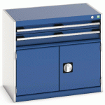 ARMOIRE D\'ATELIER À TIROIRS CUBIO SL-857-3.1 GRIS CLAIR/BLEU - MANUTAN COLLECTIVITÉS