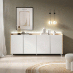 SKRAUT HOME - BUFFET EFFET BOIS BLANC ET CHÊNE 207X35X91CM AVEC PIEDS