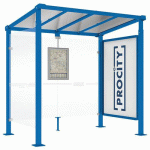 ABRI BUS MILAN 2.50 M 1 VITRINE 1 BARDAGE LATÉRAL BLEU 5010 - PROCITY