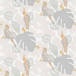 PAPIER PEINT JUNGLE TAUPE ET GRIS PAPIER PEINT OISEAUX TROPICAUX GRIS TAPISSERIE ANIMAUX POUR CHAMBRE, CUISINE & PLUS - BRICOFLOR