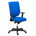 CHAISE DE BUREAU NAO TISSU BLEU - DOSSIER HAUT ACCOUDOIRS FIXES - MÉCANISME SYNCHRONE - PIEDS NOIRS